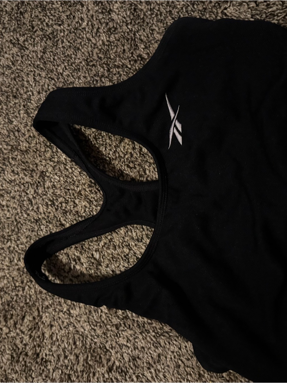 Reebok Black Racerback Athletic Tank with White Logo